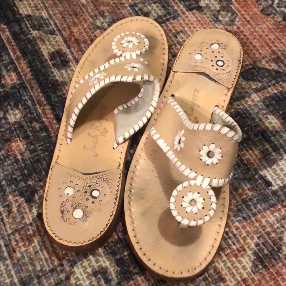 Nude/white Jack Rogers flat sandals size 8